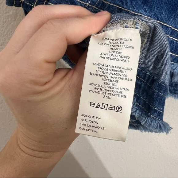 Anthropologie Pilcro coastal cutoff v-neck denim top button down size XL vest - Picture 14 of 14